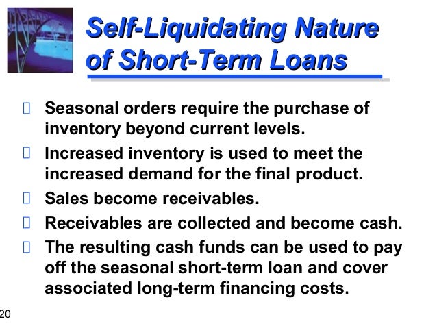 Self liquidating loan